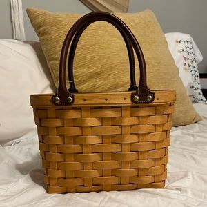 Longaberger Basket Purse | 2001 Pink & Green Striped Interior